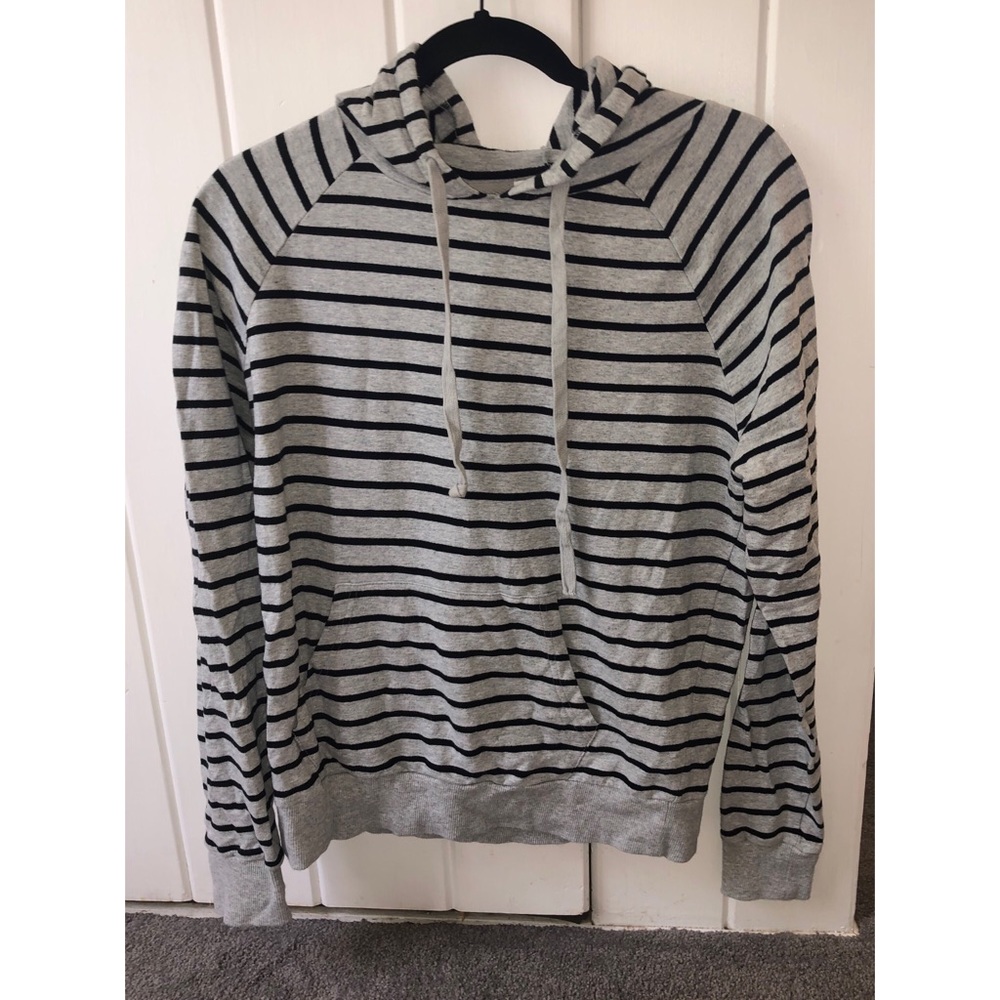 Grey and Black Striped Light-weight hoodie